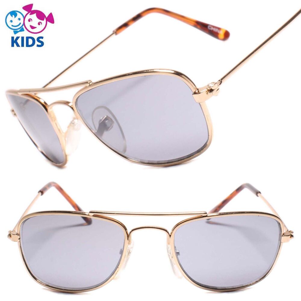 Kids 0-2 year Rectangle Gold Sunglasses 100% UV Protection
